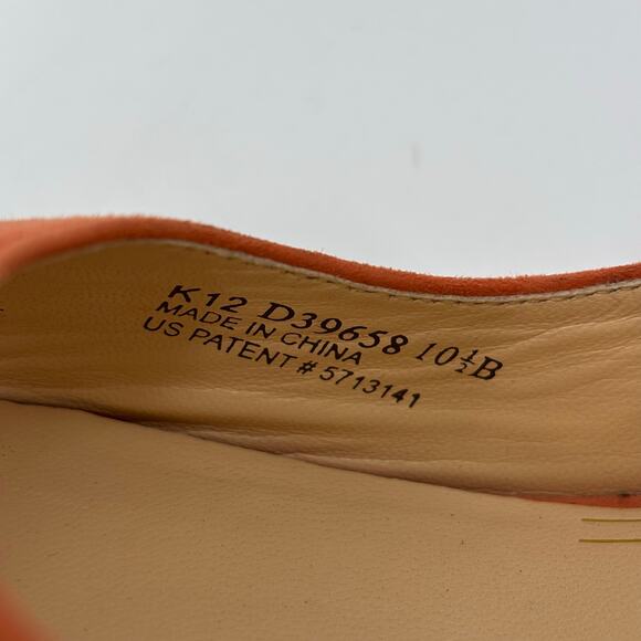 Cole Haan Sz 10.5 Peep Hole Suede Orange Gold Heel Sling Back - Picture 4 of 13